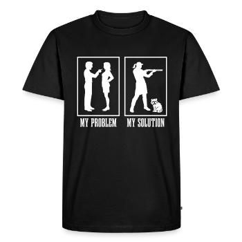 Chasseur de ratons laveurs mon problème ma solution pictogramme maman - T-shirt Premium bio Homme - noir - Devant - Nico (187cm)