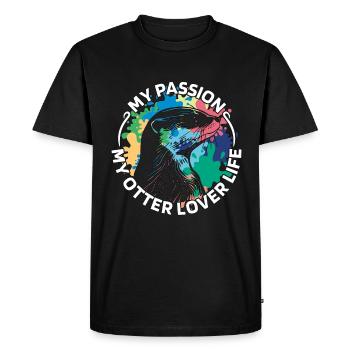 Amoureux de la loutre Ma passion Ma loutre Bien-être animal - T-shirt Premium bio Homme - noir - Devant - Nico (187cm)