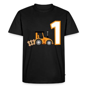 1er anniversaire tracteur 1 an chemise d’anniversaire - T-shirt Premium bio Homme - noir - Devant - Nico (187cm)