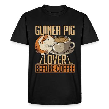 Guinea Pig Lover Before Petting Zoo Coffee Lover - Men's Premium Organic T-Shirt - black - Front - Nico (187cm)