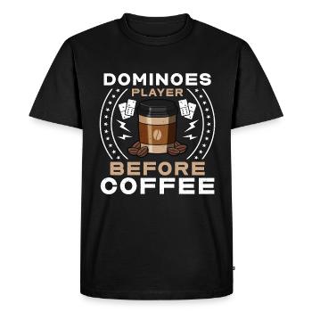 Dominoes Player Before Domino Game Coffee Lover - Men's Premium Organic T-Shirt - black - Front - Nico (187cm)