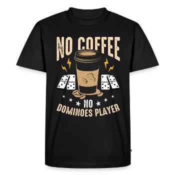 Joueur de dominos Pas de café Pas de jeu Amateur de café - T-shirt Premium bio Homme - noir - Devant - Nico (187cm)