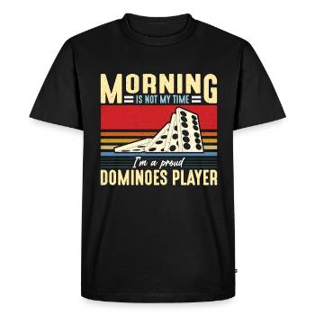 Dominoes Player Morning Is Not My Time Domino Game - Men's Premium Organic T-Shirt - black - Front - Nico (187cm)