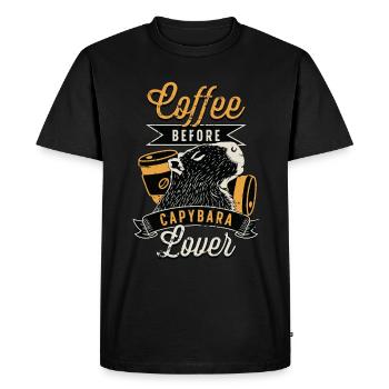 Capybara Lover Coffee Before Animals Coffee Lover - Men's Premium Organic T-Shirt - black - Front - Nico (187cm)