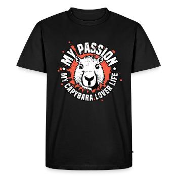 Capybara Lover My Passion My Capybara Large Rodent - Men's Premium Organic T-Shirt - black - Front - Nico (187cm)