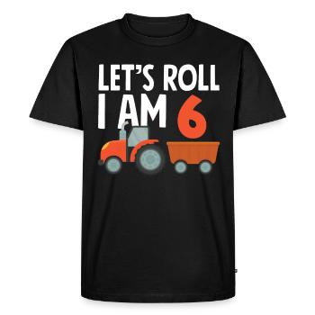 6e anniversaire tracteur 6 ans chemise d’anniversaire - T-shirt Premium bio Homme - noir - Devant - Nico (187cm)