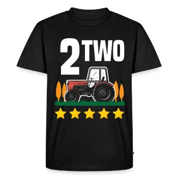 2ème anniversaire tracteur 2 ans chemise d’anniversaire - T-shirt Premium bio Homme - noir - Devant - Nico (187cm)