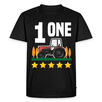 1er anniversaire tracteur 1 an chemise d’anniversaire - T-shirt Premium bio Homme - noir - Devant - Nico (187cm)