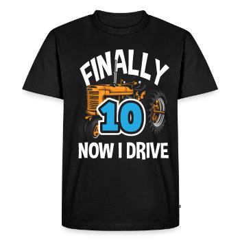 10e anniversaire tracteur 10 ans anniversaire chemise - T-shirt Premium bio Homme - noir - Devant - Nico (187cm)