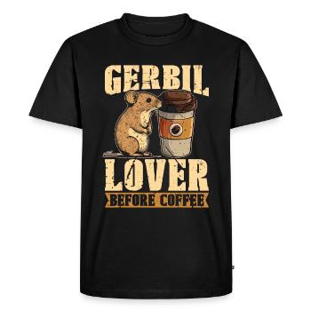 Gerbil Lover Before Coffee Gerbil Pet Coffee Lover - Men's Premium Organic T-Shirt - black - Front - Nico (187cm)