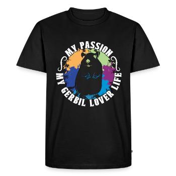 Amoureux des gerbilles Ma passion Mon amant des gerbilles Hamster - T-shirt Premium bio Homme - noir - Devant - Nico (187cm)