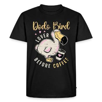 Amoureux des oiseaux dodo avant l’amateur de café ornithologue - T-shirt Premium bio Homme - noir - Devant - Nico (187cm)