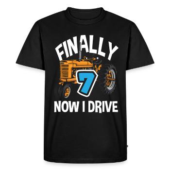 7e anniversaire tracteur 7 ans chemise d’anniversaire - T-shirt Premium bio Homme - noir - Devant - Nico (187cm)