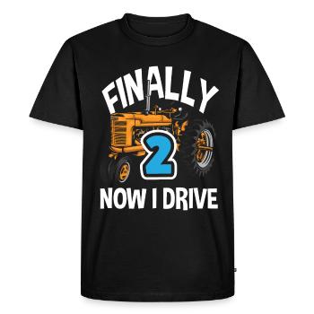 2e anniversaire tracteur 2 ans chemise d’anniversaire - T-shirt Premium bio Homme - noir - Devant - Nico (187cm)