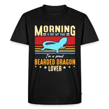 Bearded Dragon Lover Morning Is Not My Time Lizard - T-shirt Premium bio Homme - noir - Devant - Nico (187cm)