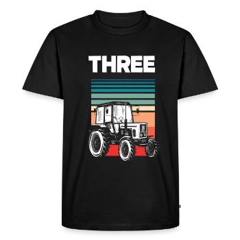 3ème anniversaire tracteur 3 ans chemise d’anniversaire - T-shirt Premium bio Homme - noir - Devant - Nico (187cm)
