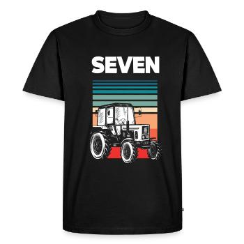7e anniversaire tracteur 7 ans chemise d’anniversaire - T-shirt Premium bio Homme - noir - Devant - Nico (187cm)