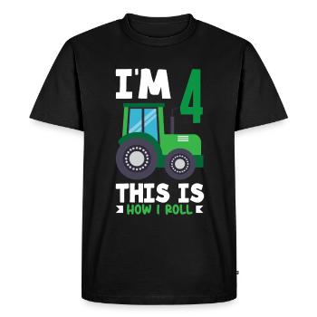 1er anniversaire tracteur 1 an chemise d’anniversaire - T-shirt Premium bio Homme - noir - Devant - Nico (187cm)