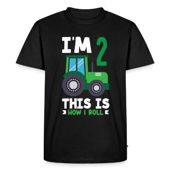 1er anniversaire tracteur 1 an chemise d’anniversaire - T-shirt Premium bio Homme - noir - Devant - Nico (187cm)