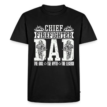 Chef pompier Papa L’idole Le mythe Pompier - T-shirt Premium bio Homme - noir - Devant - Nico (187cm)