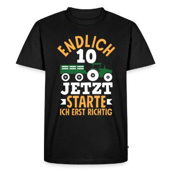 10e anniversaire tracteur 10 ans anniversaire chemise - T-shirt Premium bio Homme - noir - Devant - Nico (187cm)