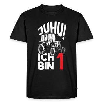 1er anniversaire tracteur 1 an chemise d’anniversaire - T-shirt Premium bio Homme - noir - Devant - Nico (187cm)