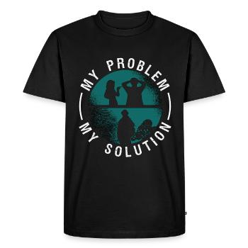 Anthropologie Mon problème Ma solution Pictogramme Papa - T-shirt Premium bio Homme - noir - Devant - Nico (187cm)