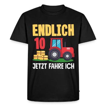 10e anniversaire tracteur 10 ans anniversaire chemise - T-shirt Premium bio Homme - noir - Devant - Nico (187cm)