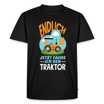 8e anniversaire tracteur 8 ans chemise d’anniversaire - T-shirt Premium bio Homme - noir - Devant - Nico (187cm)