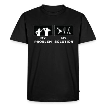 Cosmétologue Mon problème Ma solution Pictogramme Papa - T-shirt Premium bio Homme - noir - Devant - Nico (187cm)