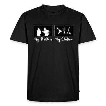Cosmétologue Mon problème Ma solution Pictogramme Maman - T-shirt Premium bio Homme - noir - Devant - Nico (187cm)