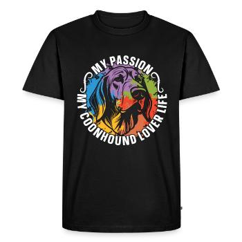 Coonhound Lover Ma Passion Mon Coonhound Dog Lover - T-shirt Premium bio Homme - noir - Devant - Nico (187cm)