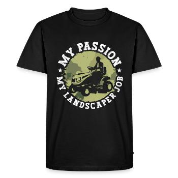 Paysagiste Ma passion Mon métier de paysagiste Jardinage - T-shirt Premium bio Homme - noir - Devant - Nico (187cm)