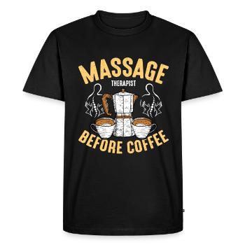 Massothérapeute avant d’être un amateur de café chiropraticien - T-shirt Premium bio Homme - noir - Devant - Nico (187cm)