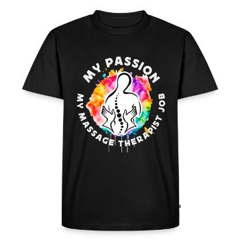 Massothérapeute Ma passion Ma massothérapie - T-shirt Premium bio Homme - noir - Devant - Nico (187cm)