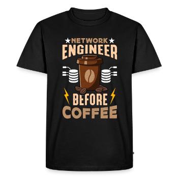 Network Engineer Before Networking Coffee Lover - Men's Premium Organic T-Shirt - black - Front - Nico (187cm)