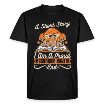 Chasseur de champignons : une histoire courte Je suis cueilleur de champignons - T-shirt Premium bio Homme - noir - Devant - Nico (187cm)