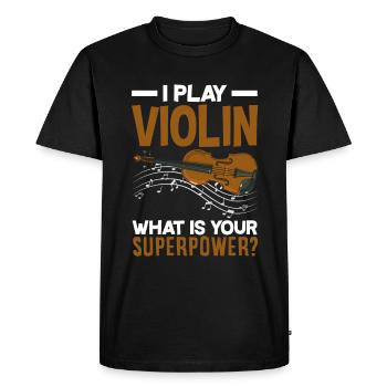 Violon Violon Violoniste Joueur de violon - T-shirt Premium bio Homme - noir - Devant - Nico (187cm)