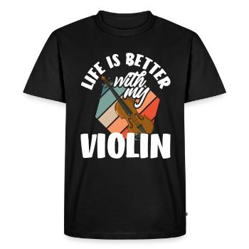 Violon Violon Violoniste Joueur de violon - T-shirt Premium bio Homme - noir - Devant - Nico (187cm)