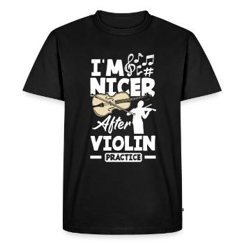 Violon Violon Violoniste Joueur de violon - T-shirt Premium bio Homme - noir - Devant - Nico (187cm)