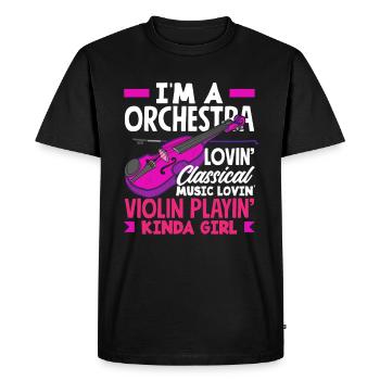 Violon Violon Violoniste Joueur de violon - T-shirt Premium bio Homme - noir - Devant - Nico (187cm)