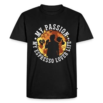 Amateur d’espresso Ma passion Ma cafetière Barista - T-shirt Premium bio Homme - noir - Devant - Nico (187cm)