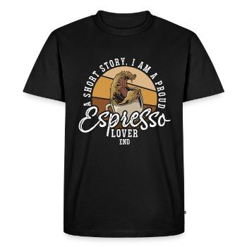 Amateur d’espresso Une histoire courte Je suis une cafetière - T-shirt Premium bio Homme - noir - Devant - Nico (187cm)