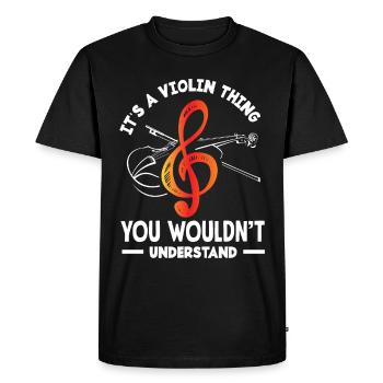 Violon Violon Violoniste Joueur de violon - T-shirt Premium bio Homme - noir - Devant - Nico (187cm)