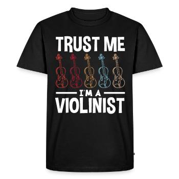 Violon Violon Violoniste Joueur de violon - T-shirt Premium bio Homme - noir - Devant - Nico (187cm)