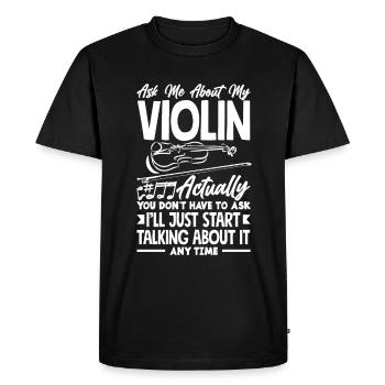 Violon Violon Violoniste Joueur de violon - T-shirt Premium bio Homme - noir - Devant - Nico (187cm)
