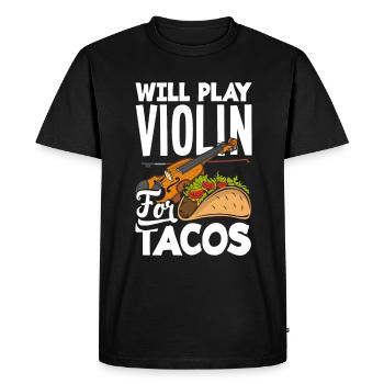 Violon Violon Violoniste Joueur de violon - T-shirt Premium bio Homme - noir - Devant - Nico (187cm)