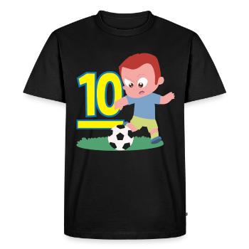 10e anniversaire 10 ans Football Joueur de football - T-shirt Premium bio Homme - noir - Devant - Nico (187cm)