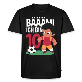 10e anniversaire 10 ans Football Joueur de football - T-shirt Premium bio Homme - noir - Devant - Nico (187cm)