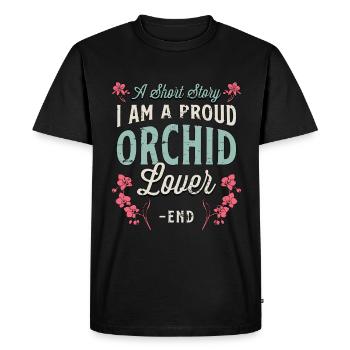 Amateur d’orchidées Une histoire courte Je suis un fier jardinier - T-shirt Premium bio Homme - noir - Devant - Nico (187cm)